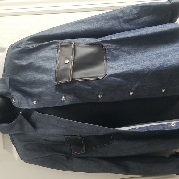 Zara women's shirt denim blue faux leather size S - Picture 13 of 15